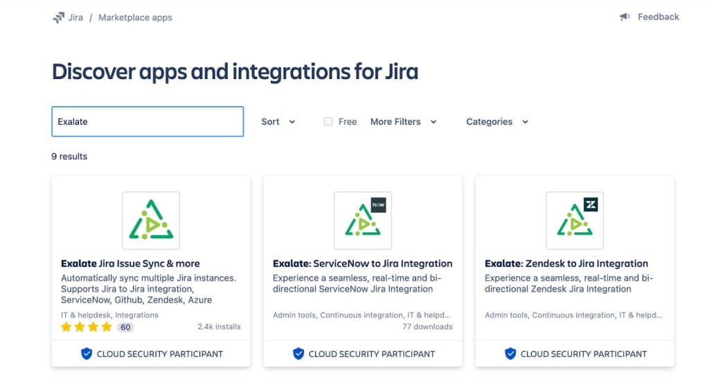 Exalate App in Jira Marketplace